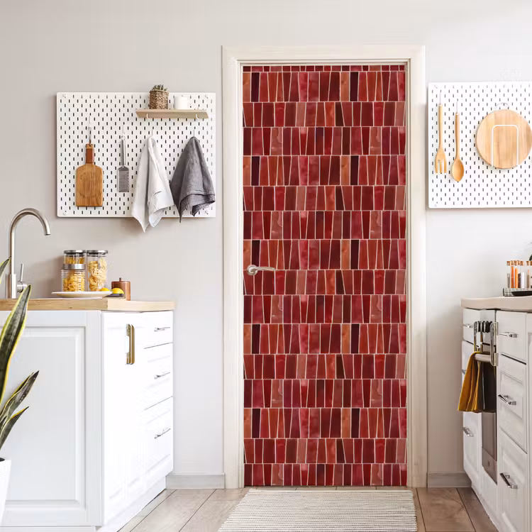 Deursticker - Tegels - Modern - Structuur - Dieprood — 7