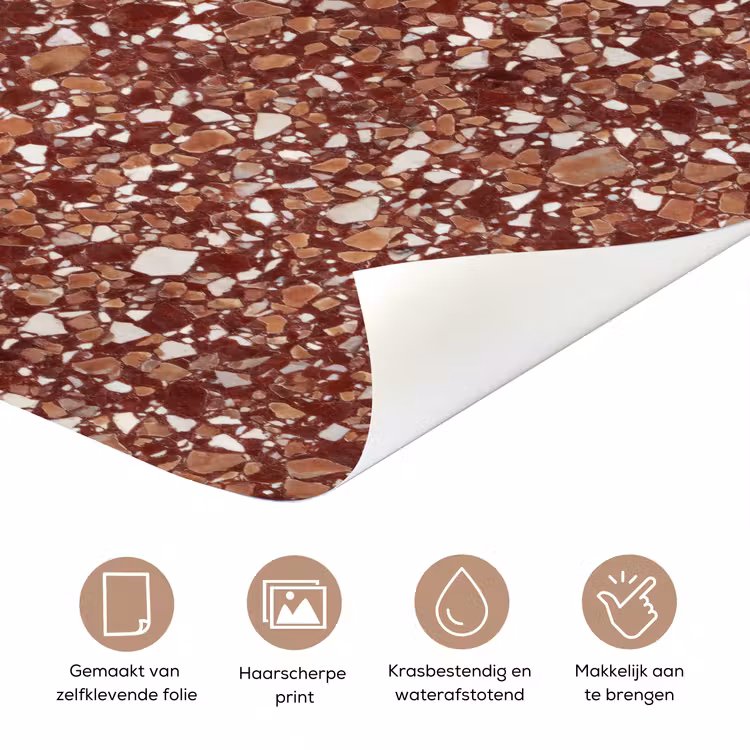 Deursticker - Terrazzo - Patroon - Steentextuur - Roodbruin — 3