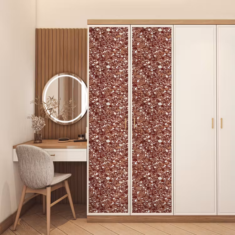Deursticker - Terrazzo - Patroon - Steentextuur - Roodbruin — 5