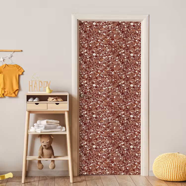 Deursticker - Terrazzo - Patroon - Steentextuur - Roodbruin — 6