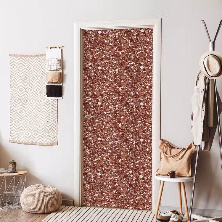 Deursticker - Terrazzo - Patroon - Steentextuur - Roodbruin — 8