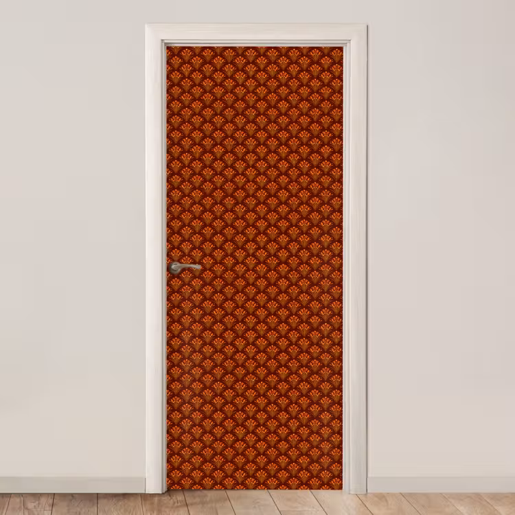 Deursticker - Waaiers - Art Deco - Botanisch - Roestbruin - Oranje — 1