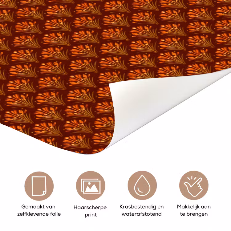 Deursticker - Waaiers - Art Deco - Botanisch - Roestbruin - Oranje — 3