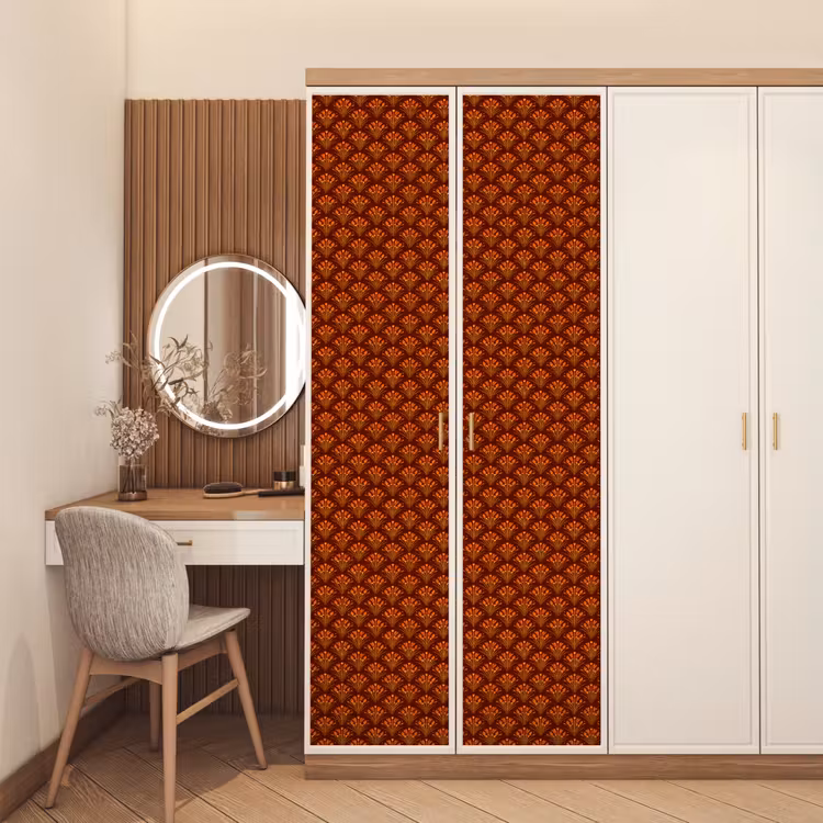 Deursticker - Waaiers - Art Deco - Botanisch - Roestbruin - Oranje — 5