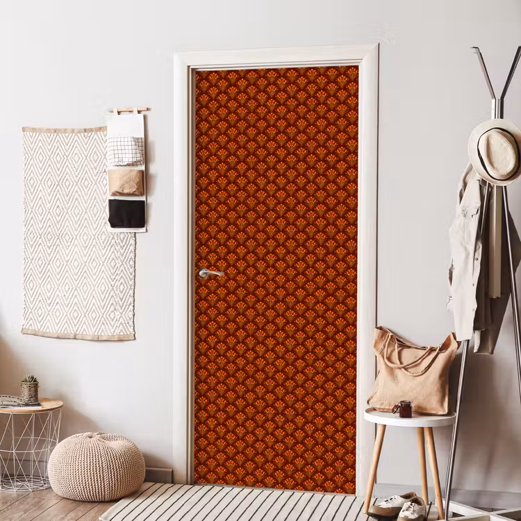 Deursticker - Waaiers - Art Deco - Botanisch - Roestbruin - Oranje — 8
