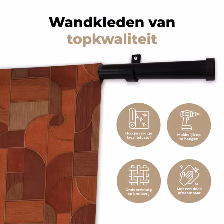 Wandkleed - Geometrisch - Abstract - Textuur - Bruin — 3