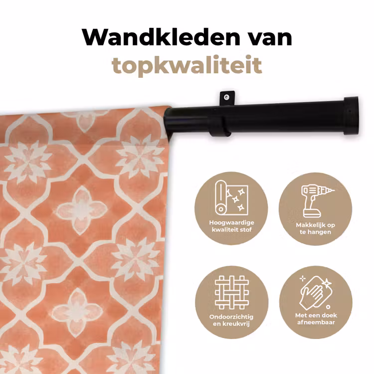 Wandkleed - Tegelpatroon - Arabesk - Vintage - Terracotta — 3