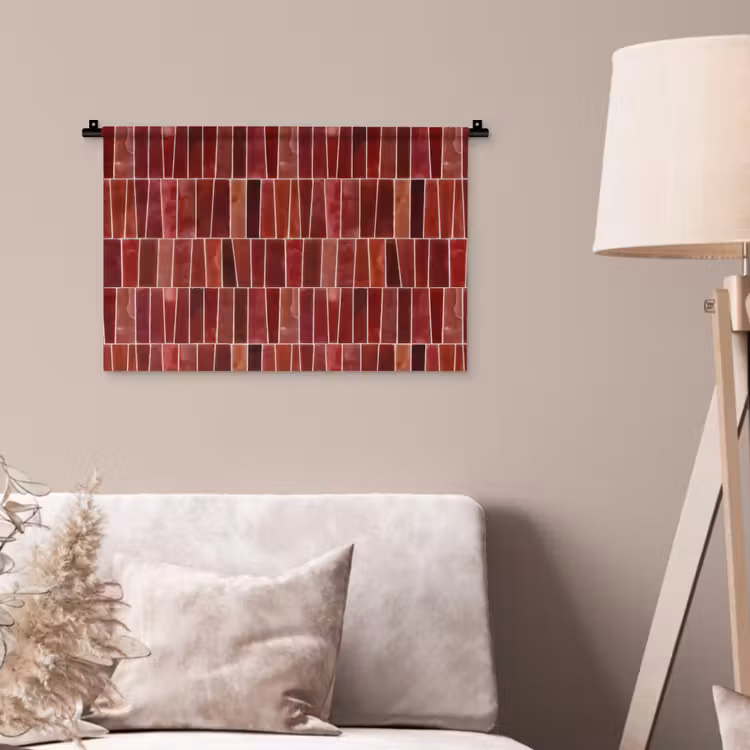 Wandkleed - Tegels - Modern - Structuur - Dieprood — 2
