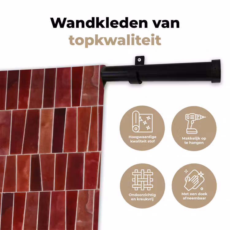 Wandkleed - Tegels - Modern - Structuur - Dieprood — 3