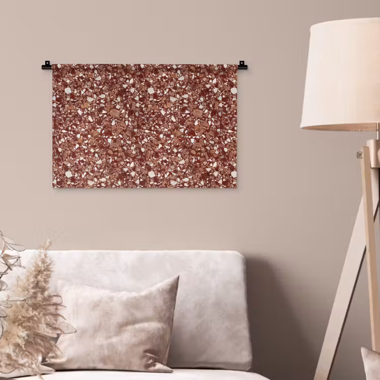 Wandkleed - Terrazzo - Patroon - Steentextuur - Roodbruin — 2
