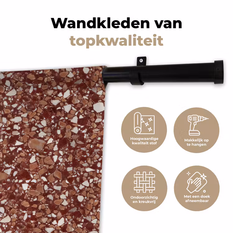 Wandkleed - Terrazzo - Patroon - Steentextuur - Roodbruin — 3