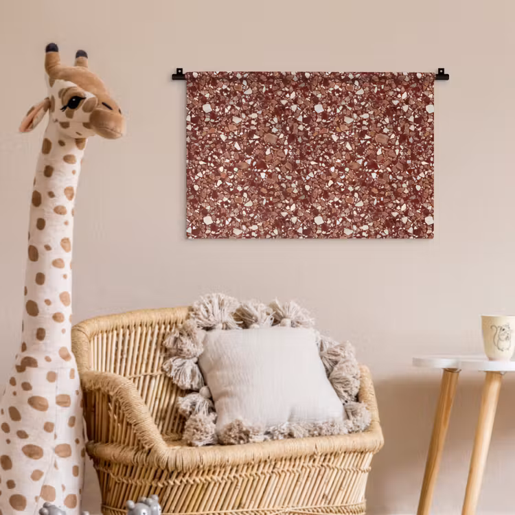 Wandkleed - Terrazzo - Patroon - Steentextuur - Roodbruin — 5