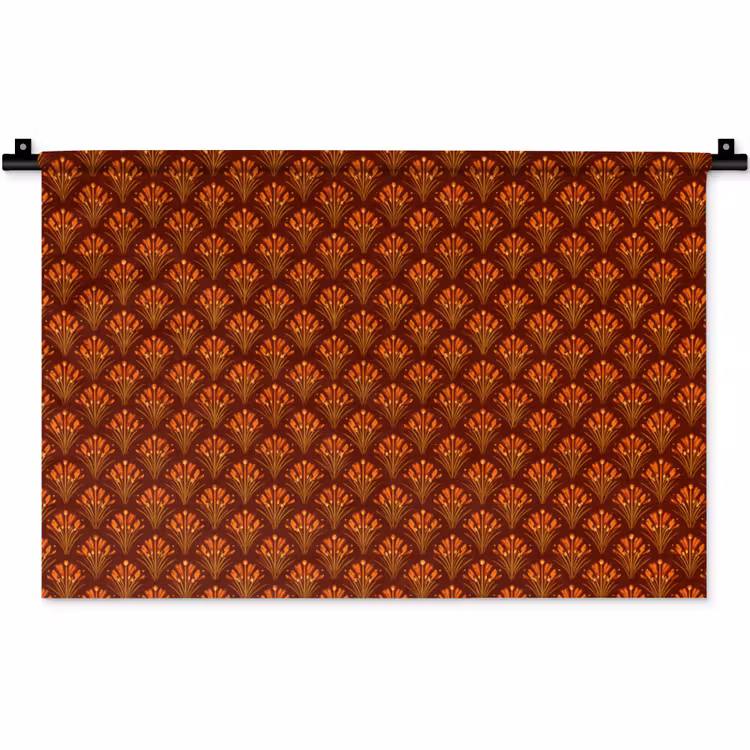 Wandkleed - Waaiers - Art Deco - Botanisch - Roestbruin - Oranje — 1