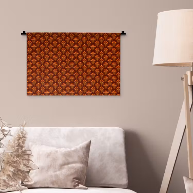 Wandkleed - Waaiers - Art Deco - Botanisch - Roestbruin - Oranje — 2