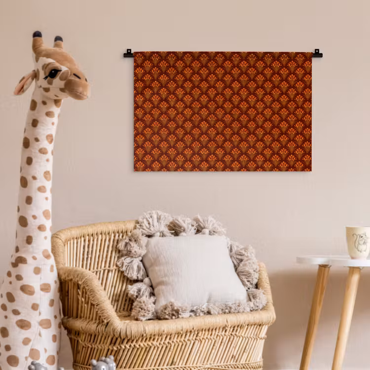 Wandkleed - Waaiers - Art Deco - Botanisch - Roestbruin - Oranje — 5