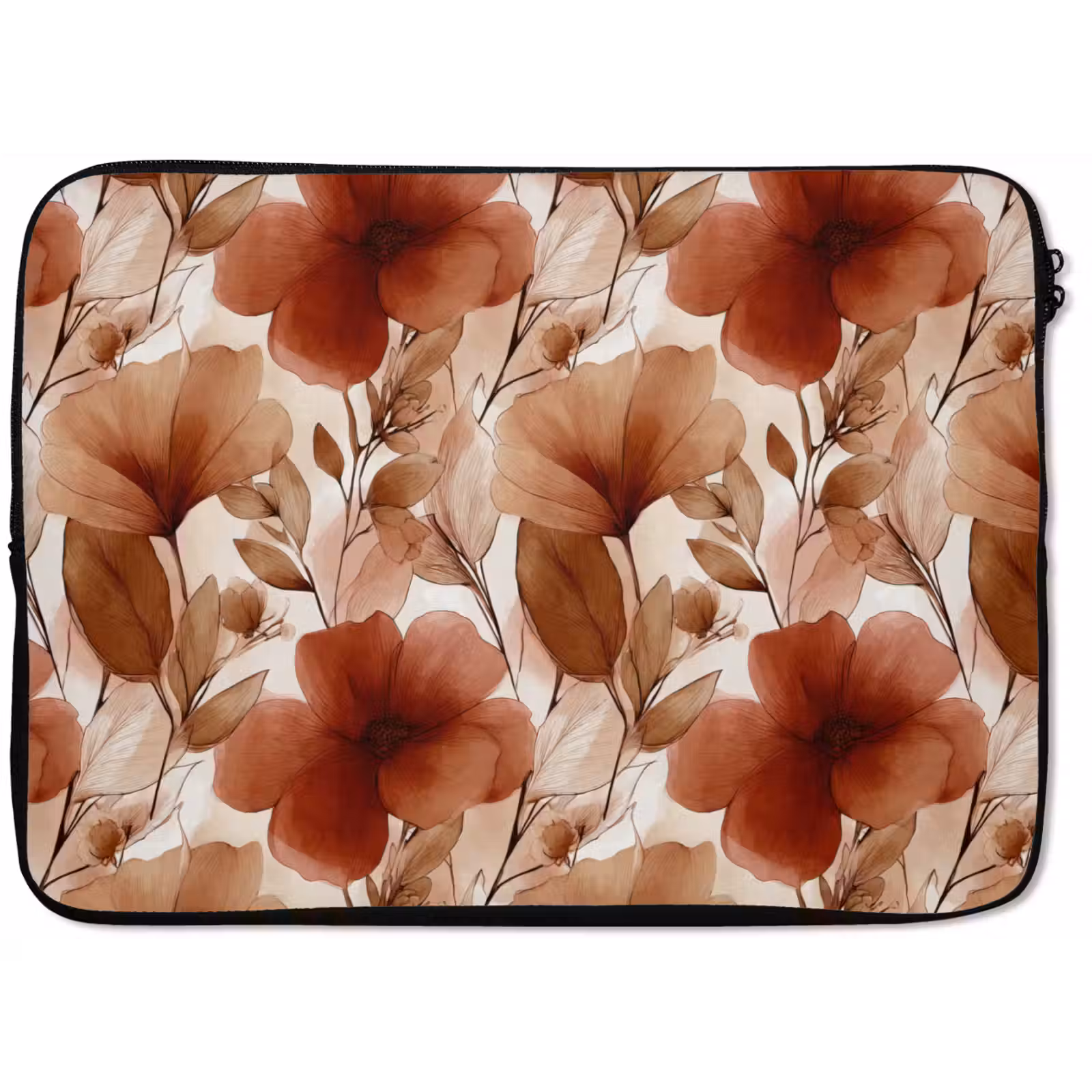 Laptophoes - Bloemen - Aquarel - Botanisch - Terracotta — 1