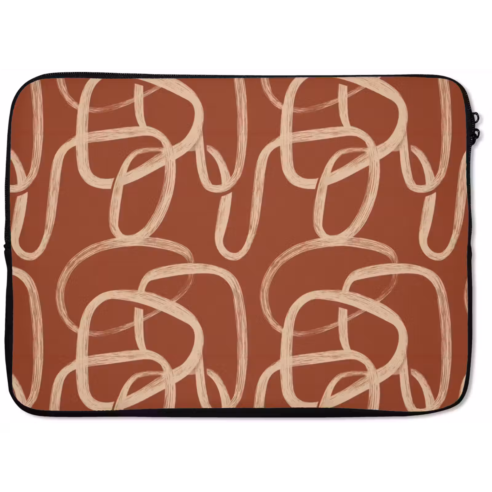 Laptophoes - Lijnen - Abstract - Organisch - Terracotta - Crème — 1
