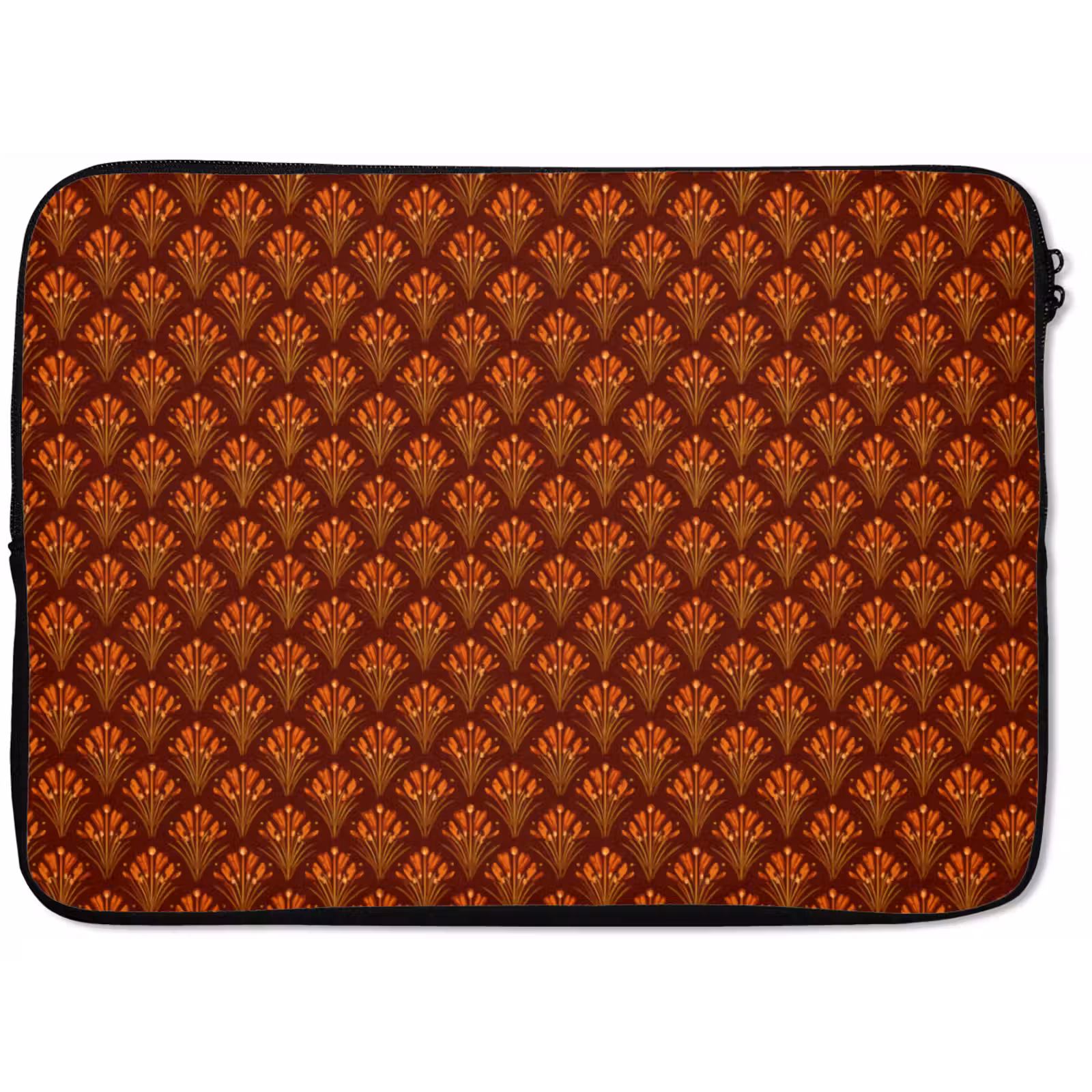 Laptophoes - Waaiers - Art Deco - Botanisch - Roestbruin - Oranje — 1