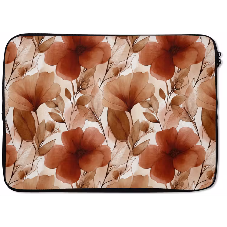Laptophoes - Bloemen - Aquarel - Botanisch - Terracotta — 1