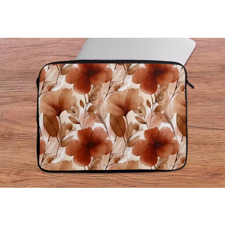 Laptophoes - Bloemen - Aquarel - Botanisch - Terracotta — 2