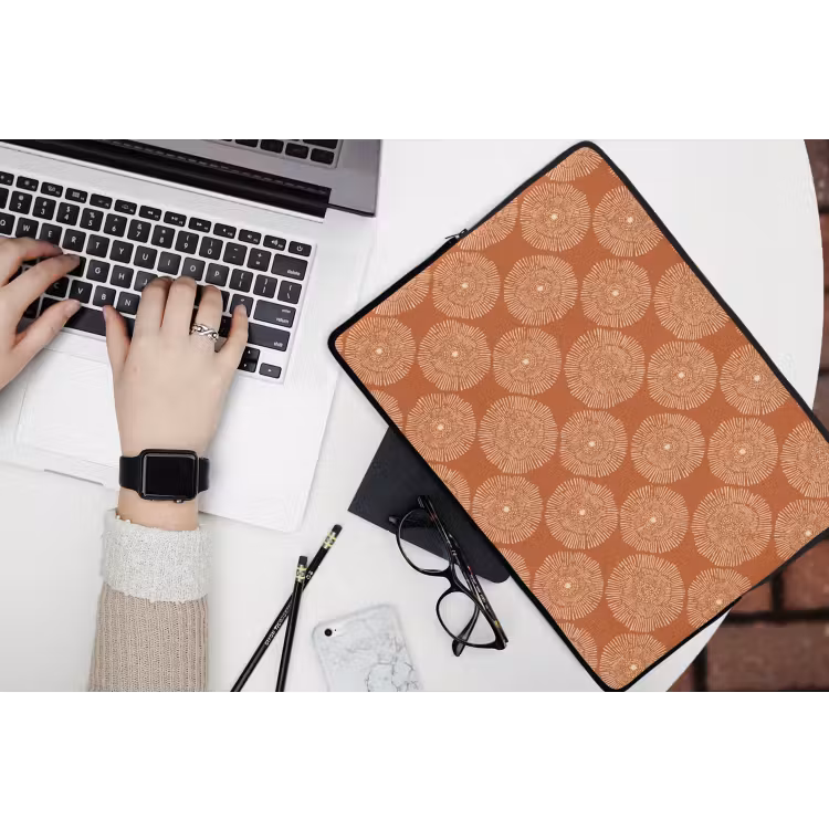 Laptophoes - Cirkels - Grafisch - Patroon - Terracotta — 3