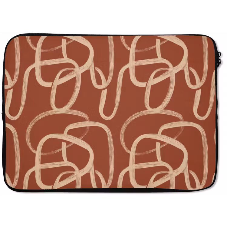 Laptophoes - Lijnen - Abstract - Organisch - Terracotta - Crème — 1