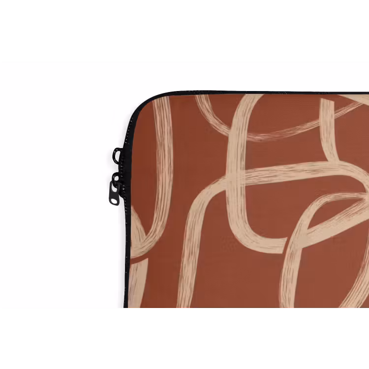 Laptophoes - Lijnen - Abstract - Organisch - Terracotta - Crème — 5