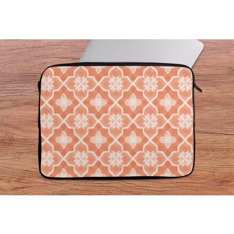 Laptophoes - Tegelpatroon - Arabesk - Vintage - Terracotta — 2
