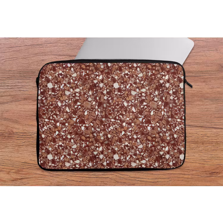 Laptophoes - Terrazzo - Patroon - Steentextuur - Roodbruin — 2