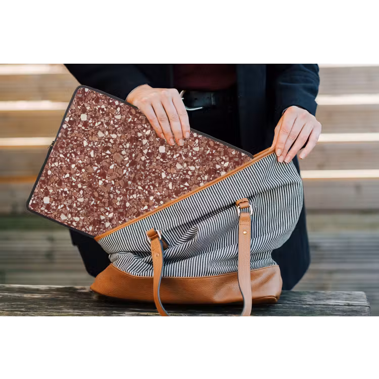 Laptophoes - Terrazzo - Patroon - Steentextuur - Roodbruin — 4