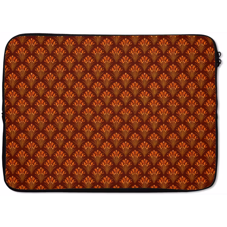 Laptophoes - Waaiers - Art Deco - Botanisch - Roestbruin - Oranje — 1