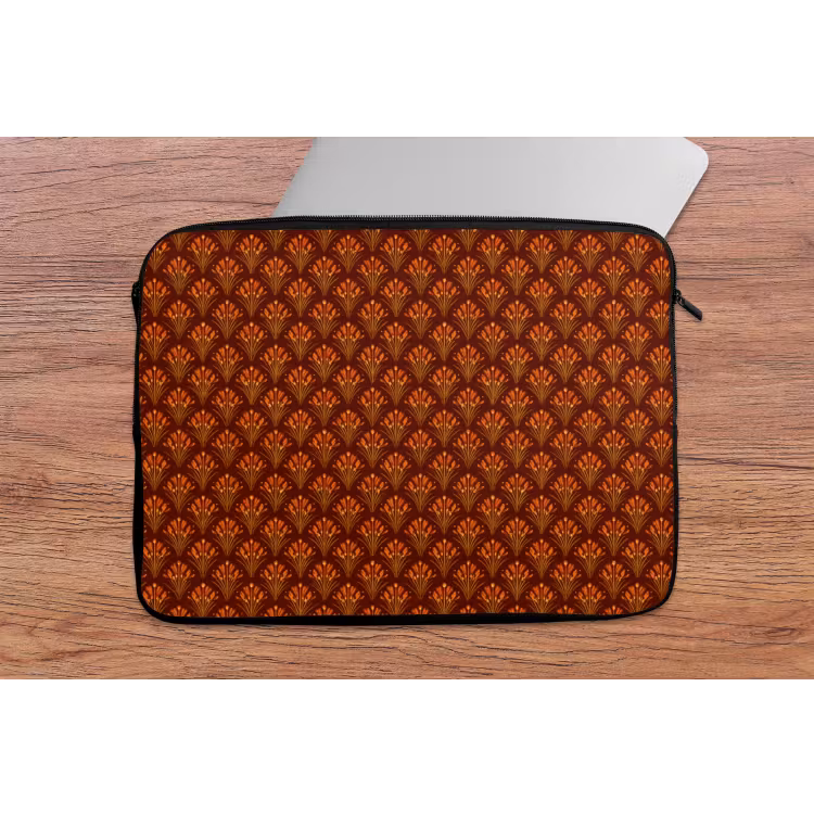 Laptophoes - Waaiers - Art Deco - Botanisch - Roestbruin - Oranje — 2