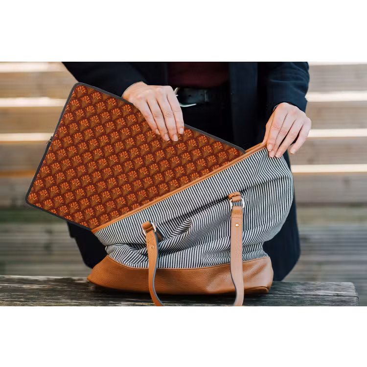 Laptophoes - Waaiers - Art Deco - Botanisch - Roestbruin - Oranje — 4