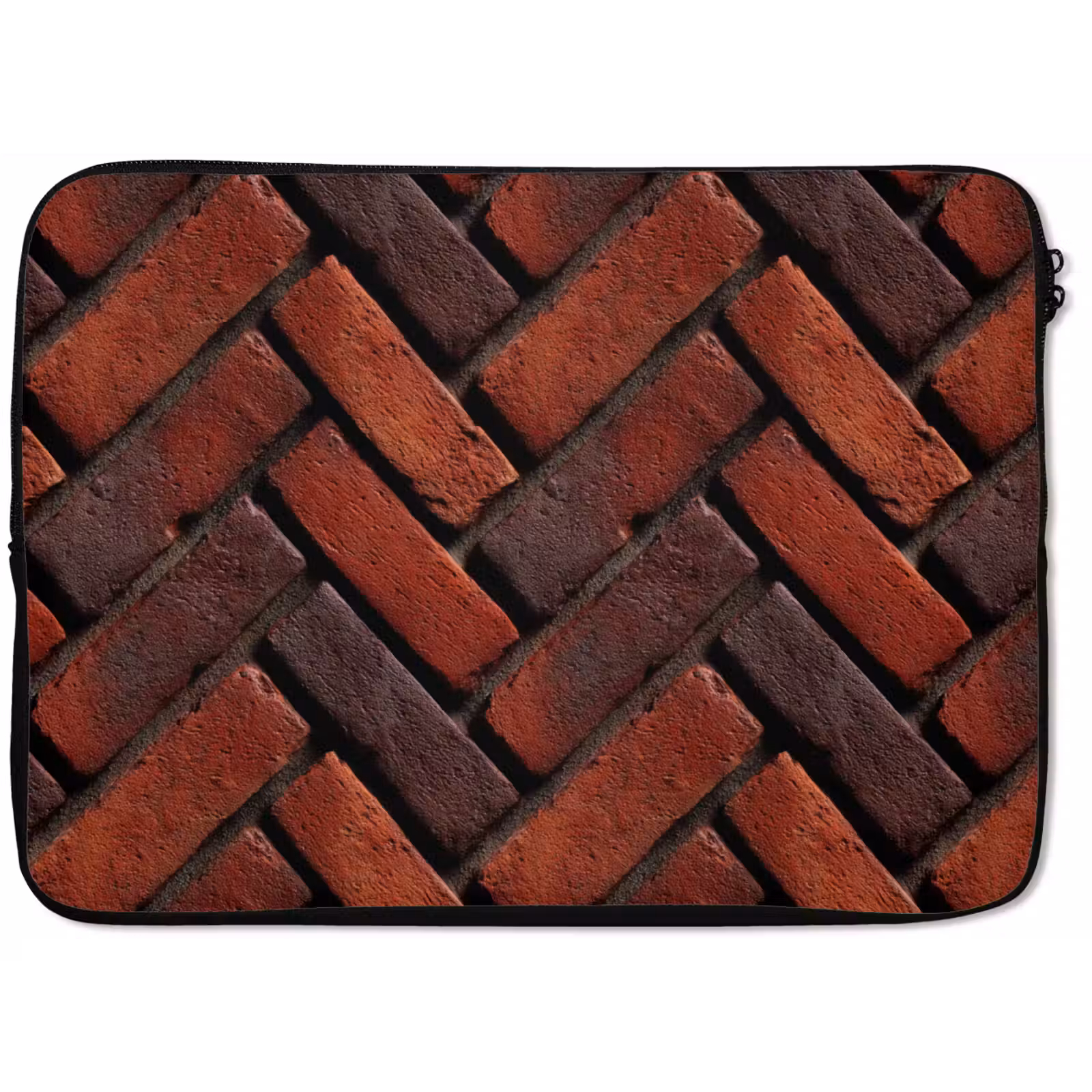 Laptophoes - Bakstenen - Visgraat - Structuur - Roodbruin — 1