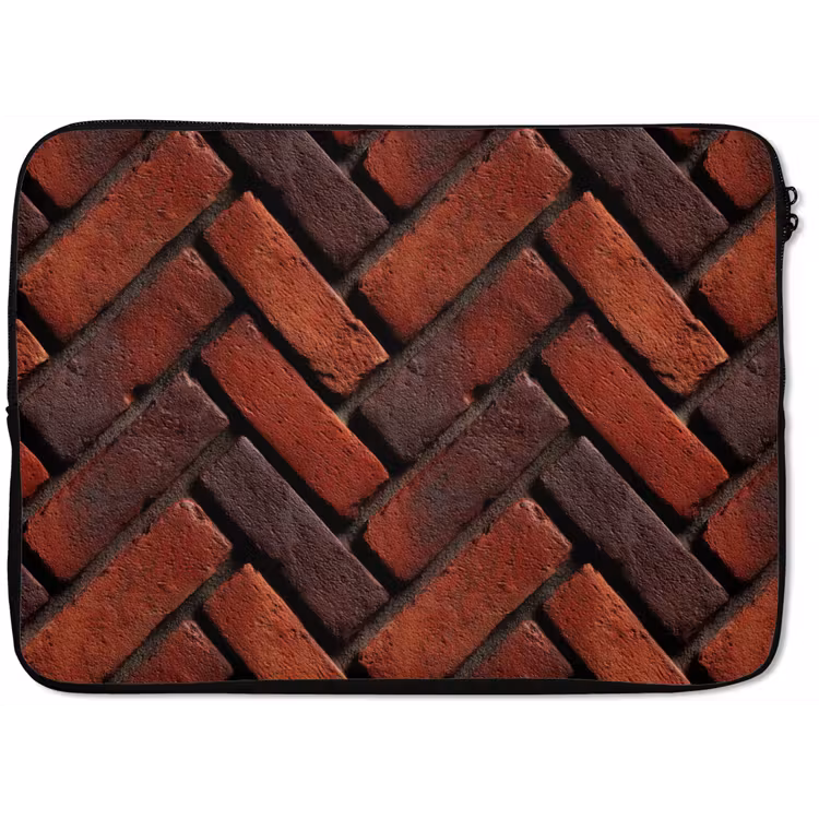 Laptophoes - Bakstenen - Visgraat - Structuur - Roodbruin — 1