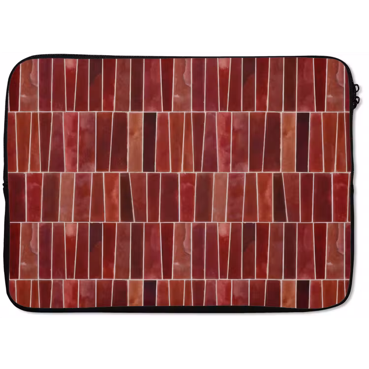 Laptophoes - Tegels - Modern - Structuur - Dieprood — 1
