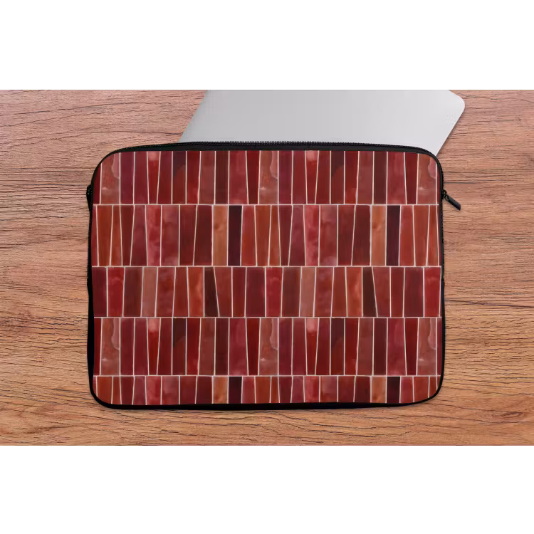 Laptophoes - Tegels - Modern - Structuur - Dieprood — 2