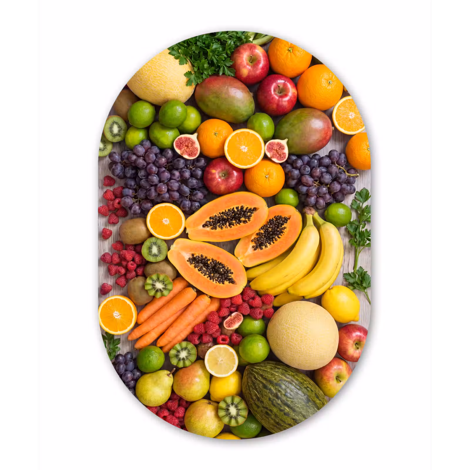 Muurovaal aluminium - Eten - Fruit - Groenten - Vers - Kleurrijk — 1