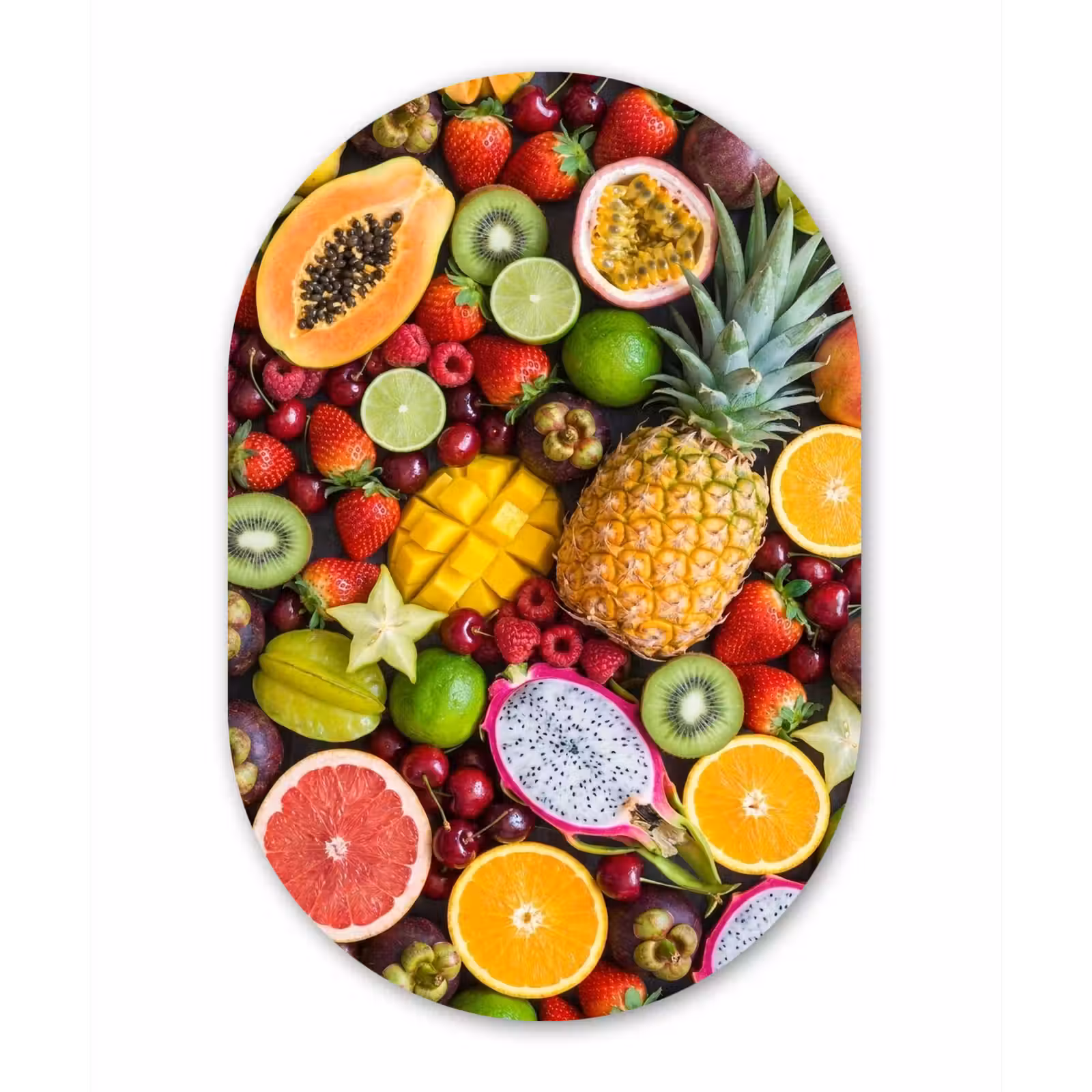 Muurovaal aluminium - Fruit - Assortiment - Vers - Gezond - Kleurrijk — 1