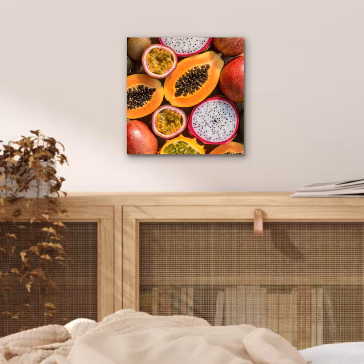 Aluminium schilderij - Fruit - Geopend - Tropisch - Eten - Kleurrijk — 4