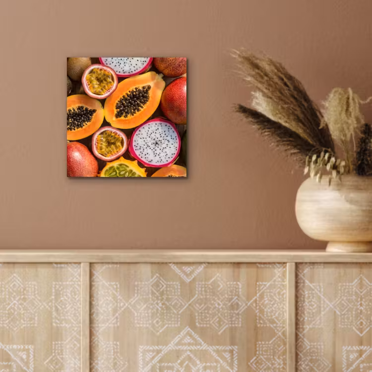 Aluminium schilderij - Fruit - Geopend - Tropisch - Eten - Kleurrijk — 5