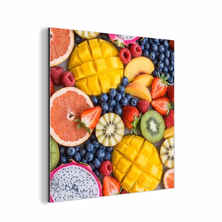 Aluminium schilderij - Fruit - Versneden - Kleurrijk - Eten - Gezond — 1