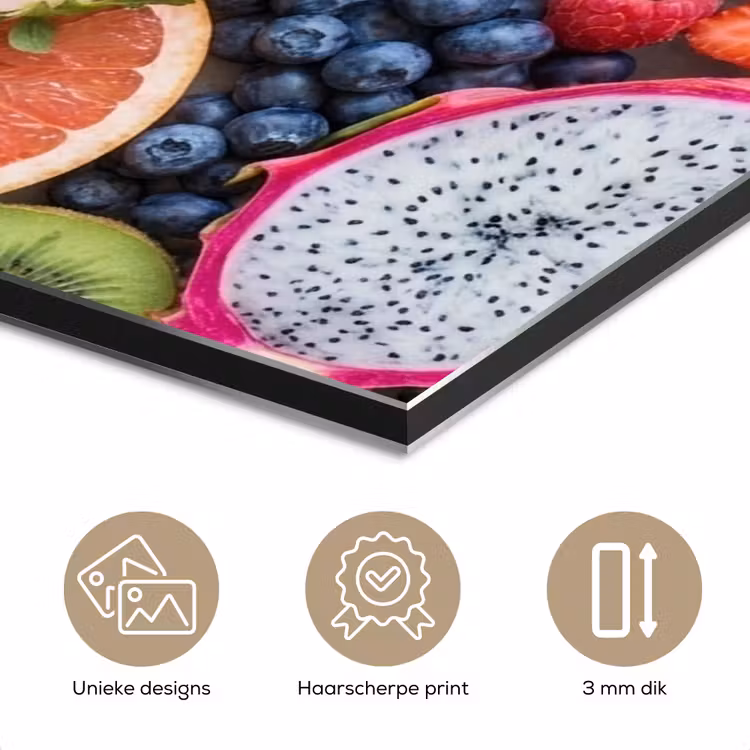 Aluminium schilderij - Fruit - Versneden - Kleurrijk - Eten - Gezond — 7