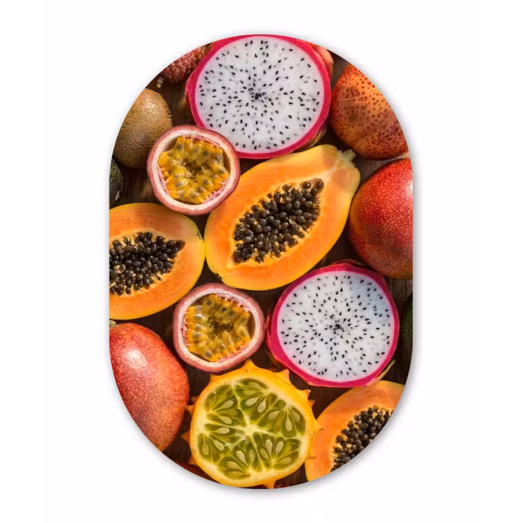 Muurovaal aluminium - Fruit - Geopend - Tropisch - Eten - Kleurrijk — 1
