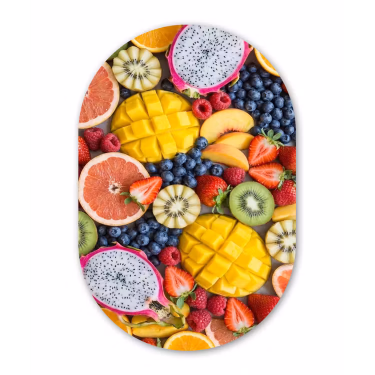 Muurovaal aluminium - Fruit - Versneden - Kleurrijk - Eten - Gezond — 1