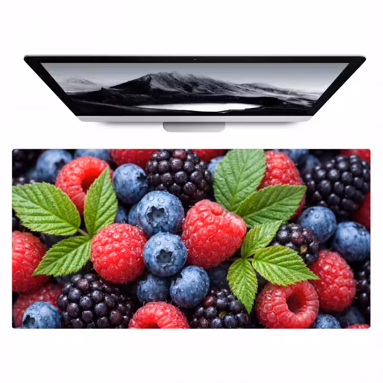 Bureau onderlegger - Bessen - Vers - Waterdruppels - Kleurrijk - Eten — 1