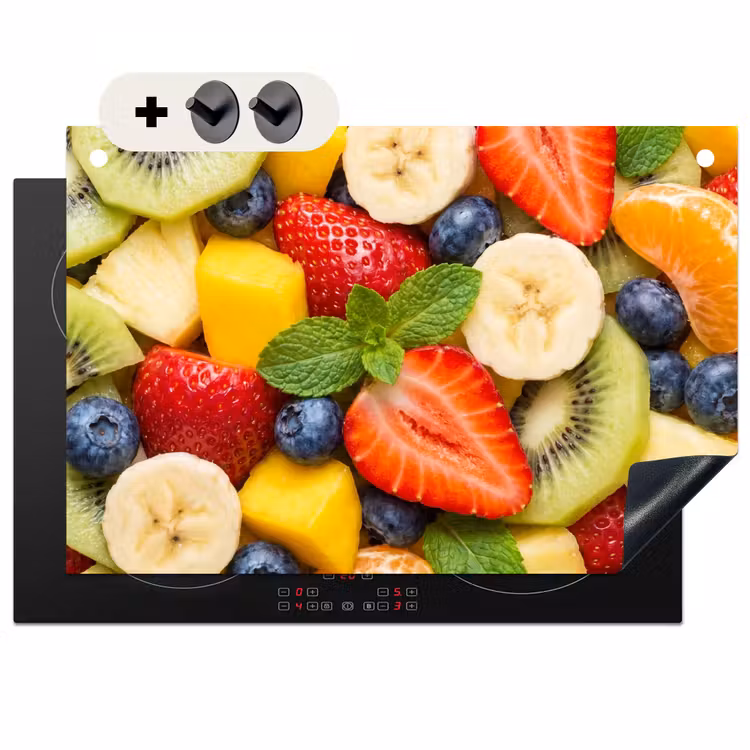 Inductie beschermer en spatscherm (2in1) - Fruit - Plakjes - Eten - Kleurrijk — 1