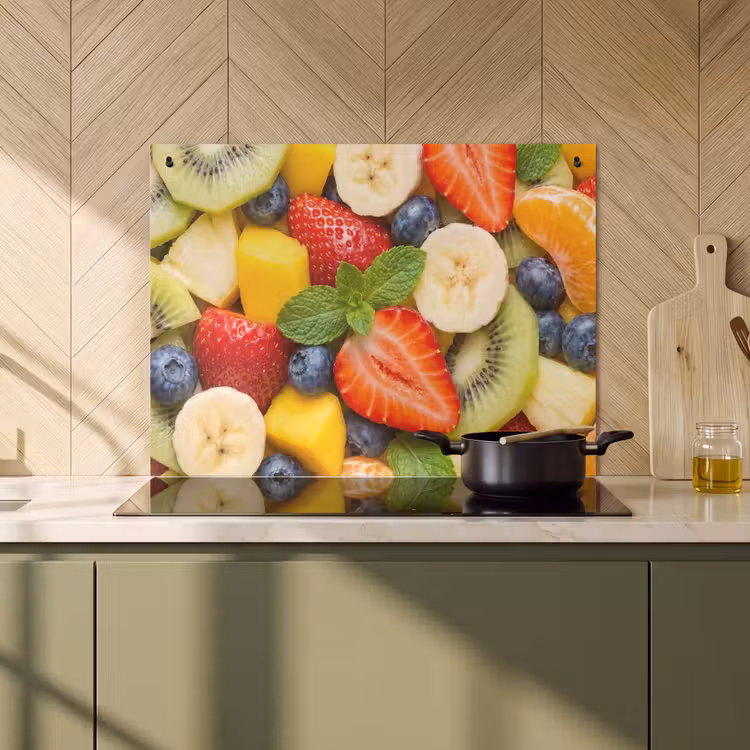 Inductie beschermer en spatscherm (2in1) - Fruit - Plakjes - Eten - Kleurrijk — 2