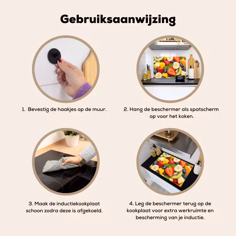 Inductie beschermer en spatscherm (2in1) - Fruit - Plakjes - Eten - Kleurrijk — 6