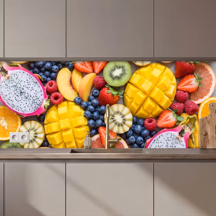 Keuken achterwand - Fruit - Versneden - Kleurrijk - Eten - Gezond — 1